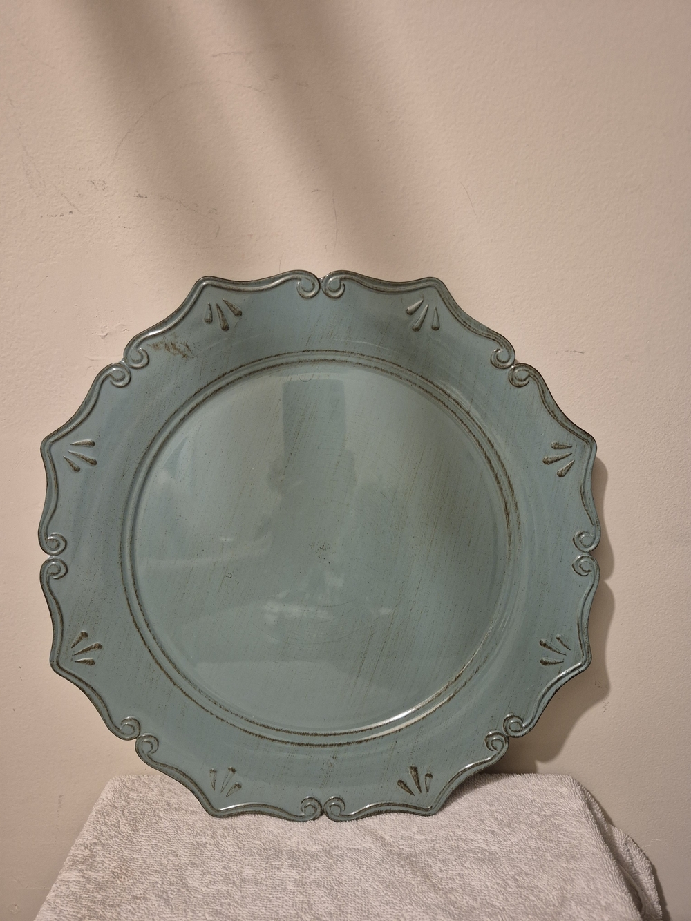 Kirklands Blue Ella Decorative Scalloped Charger Plate